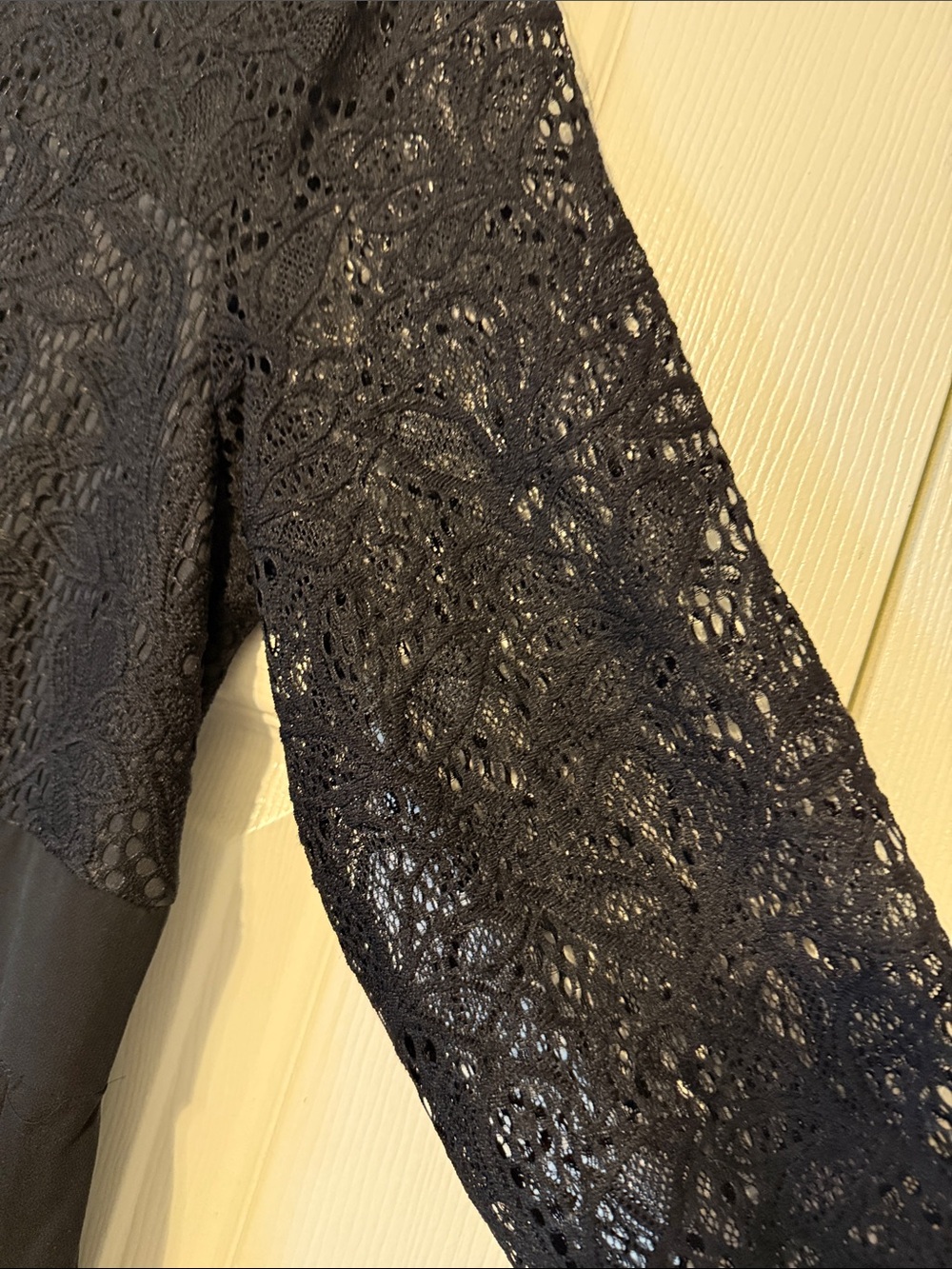 BloomChic Black Lace Midi Dress with Three-Quarter Sleeves - Picture 3 of 3